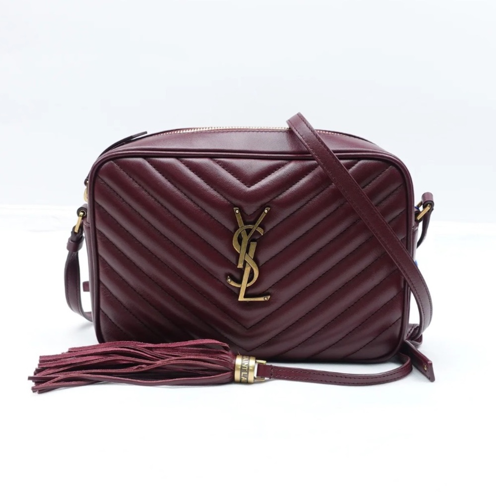 Yves Saint Laurent Burgundy Quilted Leather Lou Camera Bag